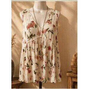 Purple Snow Floral Sleeveless Top‎ Large